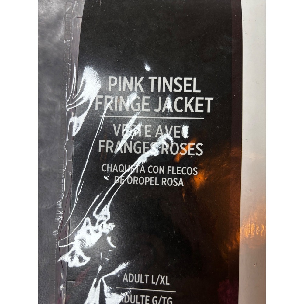 KBW Pink Tinsel Fringe Jacket Metallic Party Costume Shimmer Adult L/XL - Picture 3 of 6